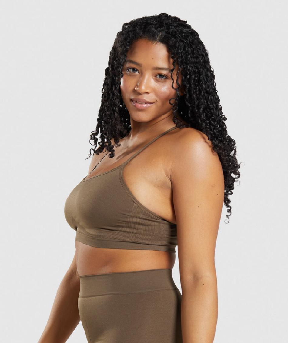 Bralette Gymshark Seamless Scoop Neck Mujer Marrones | CO 2964BEX